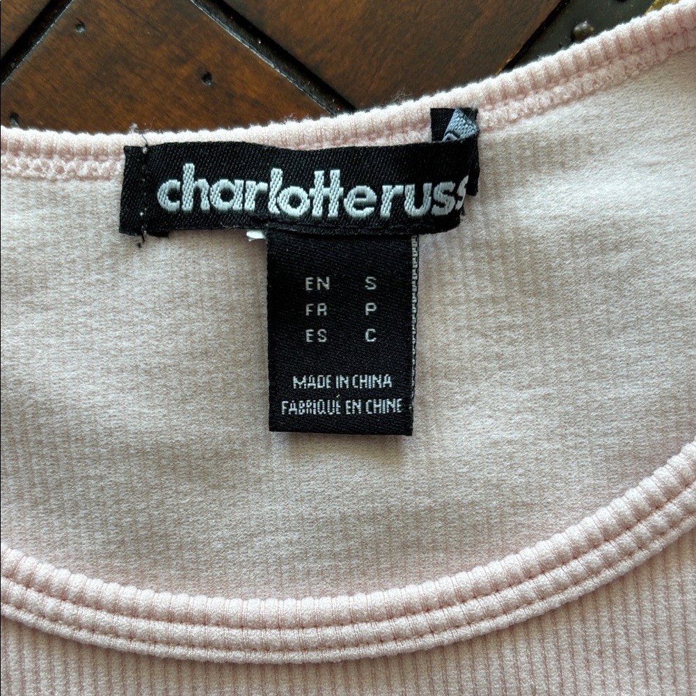Charlotte Russe Blush Ribbed Tee - Picture 2 of 4